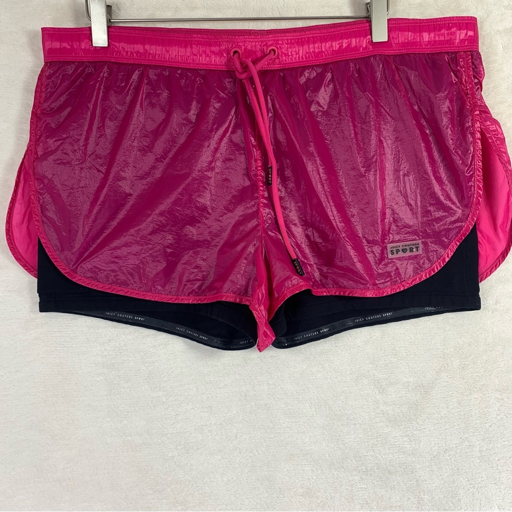Juicy Couture Women's Pink two layer black and pink work out Shorts size xl